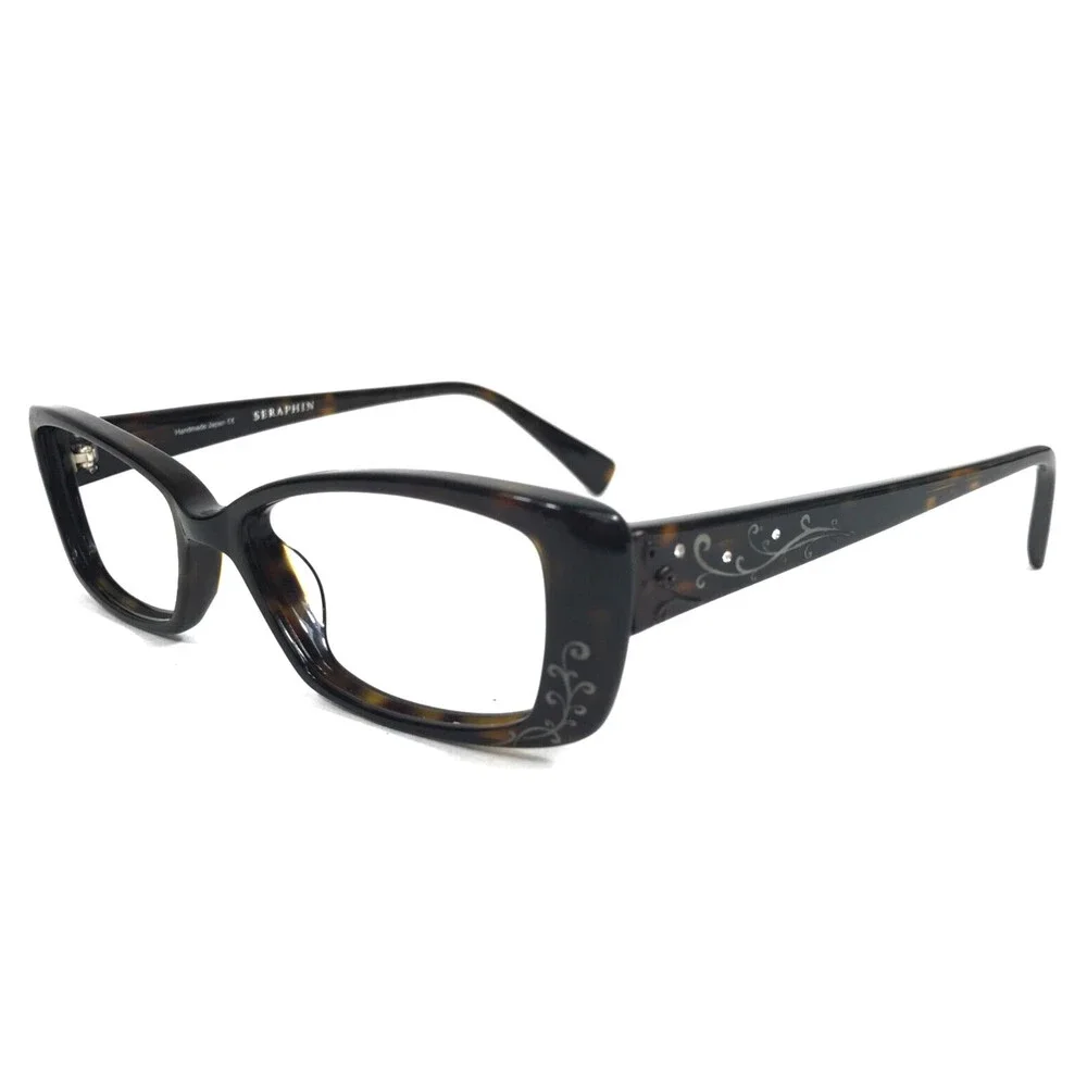 Seraphin Eyeglasses Frames SALEM/8528 Dark Tortoise Floral Crystals 52-17-145